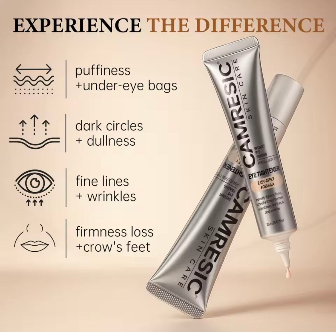 Instant Eye Firming Cream,Effectively Reduces Puffiness, Dark Circles, And Wrinkles,Universal Shade, Suitable For All Skin Types