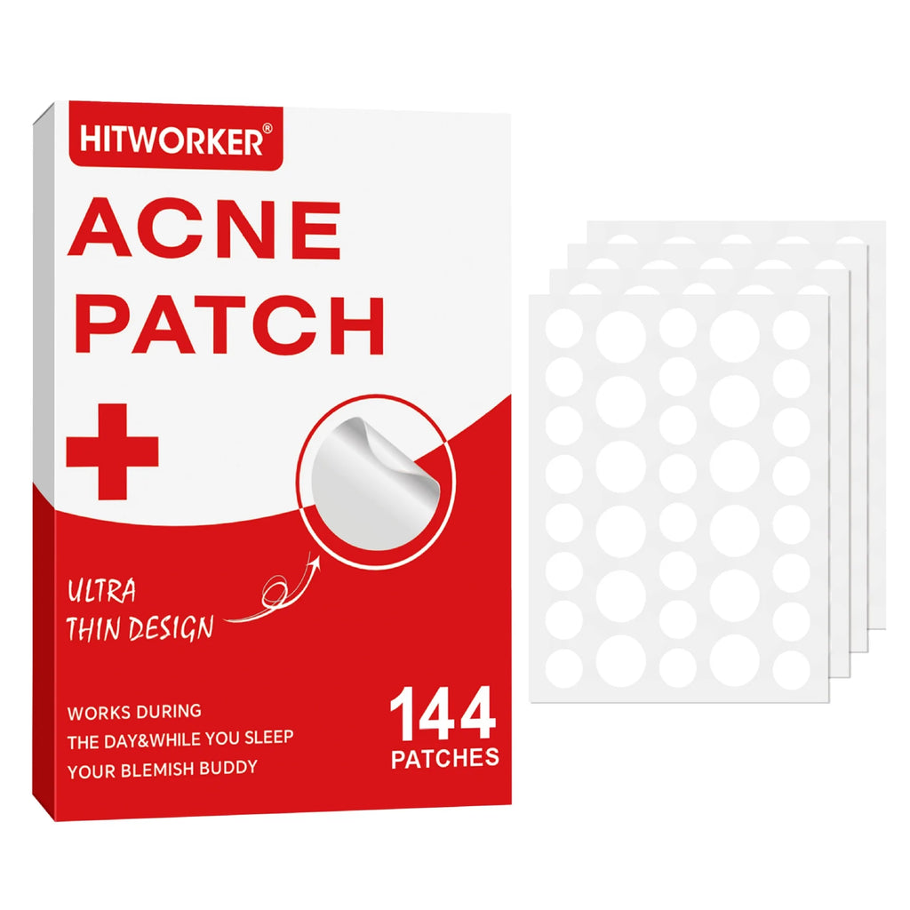 144Pcs Hydrocolloid Acne Pimple Patches, Invisible Blemish Spot Cover Stickers, Skin Friendly Absorbing Acne Patches for Facial