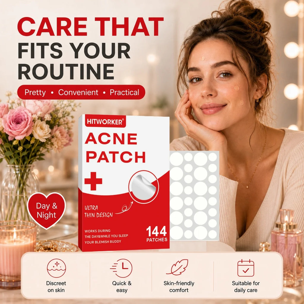 144Pcs Hydrocolloid Acne Pimple Patches, Invisible Blemish Spot Cover Stickers, Skin Friendly Absorbing Acne Patches for Facial