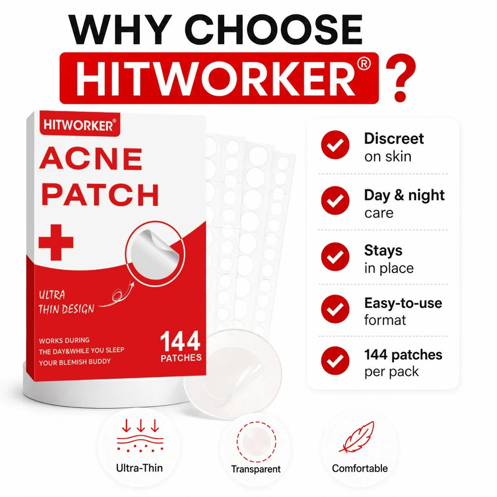 144Pcs Hydrocolloid Acne Pimple Patches, Invisible Blemish Spot Cover Stickers, Skin Friendly Absorbing Acne Patches for Facial